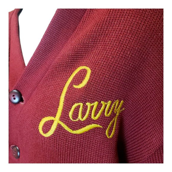 50's Cardigan Letterman Football/Basketball Sweater Wool vintage Crimson & Gold - Picture 10 of 11
